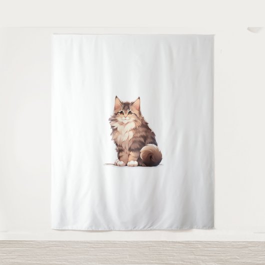 Schattige Kawaii Maine Coon Big Cat Wandkleed (Voorkant)