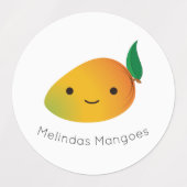 Schattige Kawaii Mango label met aanpasbare naam (Design 2)