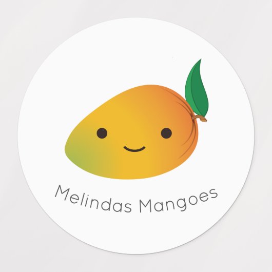 Schattige Kawaii Mango label met aanpasbare naam (Design 2)
