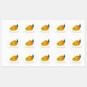 Schattige Kawaii Mango label met aanpasbare naam (Vel)