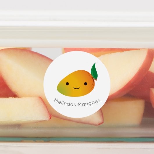 Schattige Kawaii Mango label met aanpasbare naam (Aangebracht)