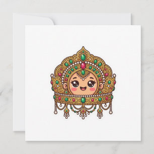 Schattige Kawaii Marokkaanse Bruidskroon TraditieS Bedankkaart