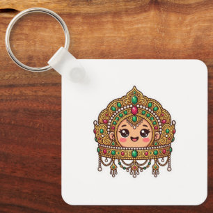 Schattige Kawaii Marokkaanse Bruidskroon TraditieS Sleutelhanger