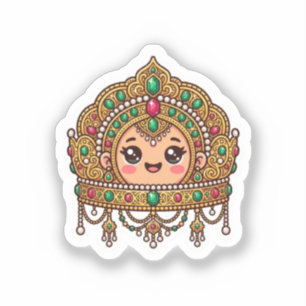 Schattige Kawaii Marokkaanse Bruidskroon TraditieS Sticker