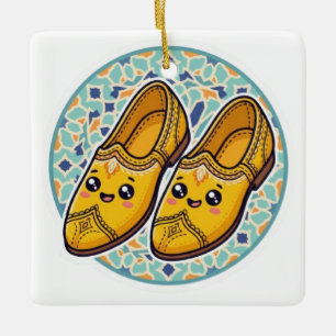 Schattige Kawaii Marokkaanse Gele Belgha Schoenen  Keramisch Ornament