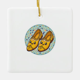 Schattige Kawaii Marokkaanse Gele Belgha Schoenen  Keramisch Ornament