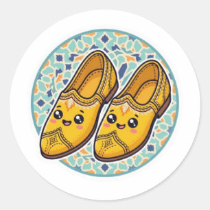 Schattige Kawaii Marokkaanse Gele Belgha Schoenen Ronde Sticker
