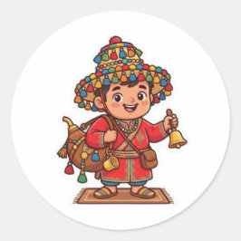 Schattige Kawaii Marokkaanse Guerab Waterdrager SS Ronde Sticker