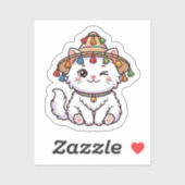 Schattige Kawaii Marokkaanse Kat met Traditioneel Sticker (Vel)