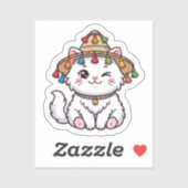 Schattige Kawaii Marokkaanse Kat met Traditioneel Sticker (Vel)