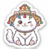 Schattige Kawaii Marokkaanse Kat met Traditioneel Sticker (Voorkant)