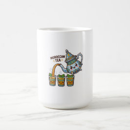 Schattige Kawaii Marokkaanse Munt Theepot en Brill Koffiemok