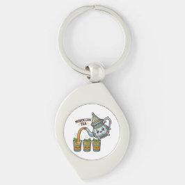 Schattige Kawaii Marokkaanse Munt Theepot en Brill Sleutelhanger