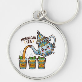 Schattige Kawaii Marokkaanse Munt Theepot en Glaze Sleutelhanger
