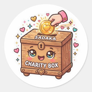 Schattige Kawaii Marokkaanse Sadaka Hulpdoos Box I Ronde Sticker