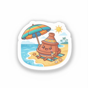 Schattige Kawaii Marokkaanse Tajine Strandvakantie Sticker