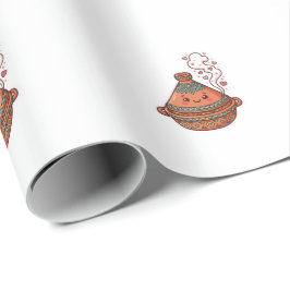 Schattige Kawaii Marokkaanse Tajine Voedsel Cultur Cadeaupapier