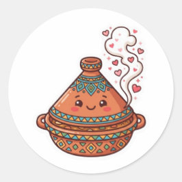 Schattige Kawaii Marokkaanse Tajine Voedsel Cultur Ronde Sticker