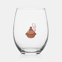 Schattige Kawaii Marokkaanse Tajine Voedsel Cultur Wijnglas Zonder Voet