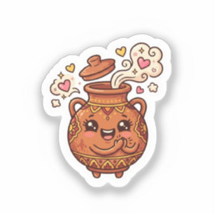 Schattige Kawaii Marokkaanse Tanjia Kleipot Voedse Sticker
