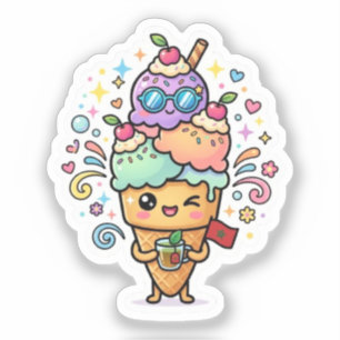 Schattige Kawaii Marokkaanse Zomer Iced Mint Thee Sticker