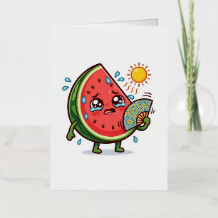 Schattige Kawaii Marokkaanse Zomer Watermeloen Dal Folie Wenskaart