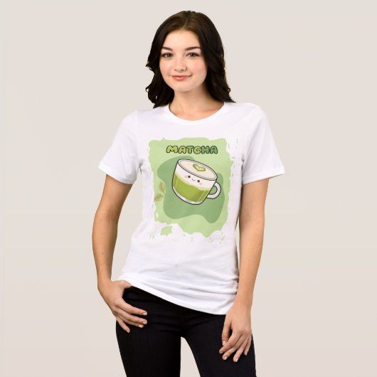 Schattige Kawaii Matcha Latte Tri-Blend Shirt (Voorkant volledig)