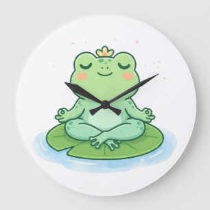 Schattige Kawaii Mediterende Kikker Yoga Lotus Pos Grote Klok