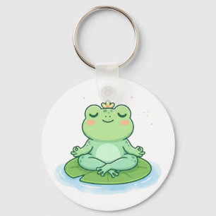 Schattige Kawaii Mediterende Kikker Yoga Lotus Pos Sleutelhanger
