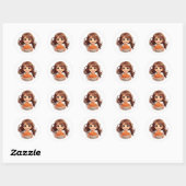 Schattige Kawaii meisje eten spaghetti Ronde Sticker (Vel)