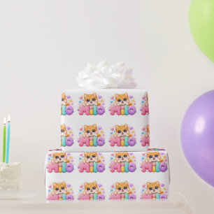 Schattige Kawaii Milo Hond Naam Pastel Roze Glitte Cadeaupapier