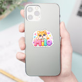 Schattige Kawaii Milo Hond Naam Pastel Roze Glitte Sticker (Telefoon)