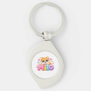 Schattige Kawaii Milo-hondennaam Pastel Roze Glitt Sleutelhanger