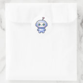 Schattige Kawaii Mini Robot Ronde Sticker (Tas)