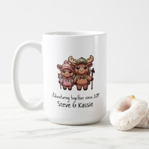 Schattige Kawaii Moose koppel samen op avontuur Koffiemok