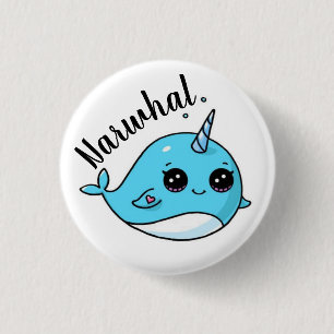 Schattige Kawaii Narwal Ronde Button 3,2 Cm