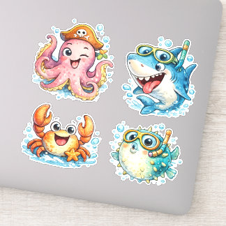 Schattige Kawaii Oceaanwezens Sticker