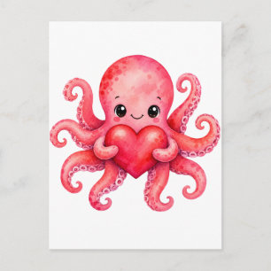 Schattige Kawaii Octopus met Hart Briefkaart
