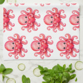 Schattige Kawaii Octopus met Hart Theedoek (Gevouwen)