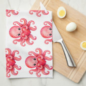 Schattige Kawaii Octopus met Hart Theedoek (Quarter Fold)