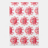 Schattige Kawaii Octopus met Hart Theedoek (Verticaal)