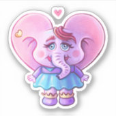 Schattige Kawaii Olifant Meisje Sticker (Voorkant)