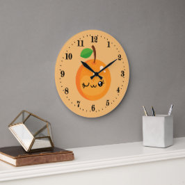 schattige Kawaii oranje keuken grote klok