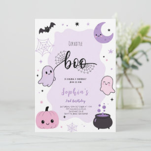 Schattige Kawaii Paarse Halloween Verjaardagsfeest Kaart