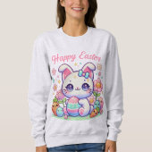 Schattige Kawaii Paaskat Sweatshirt – Bunny Ears (Voorkant)