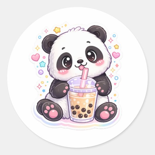 Schattige Kawaii Panda Boba Thee Sticker | Aardige (Voorkant)