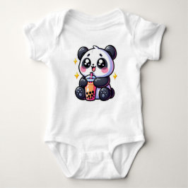 Schattige Kawaii Panda Drinkt Boba Bubble Tea Kawa Romper