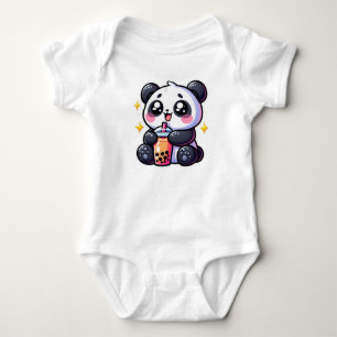 Schattige Kawaii Panda Drinkt Boba Bubble Tea Kawa Romper
