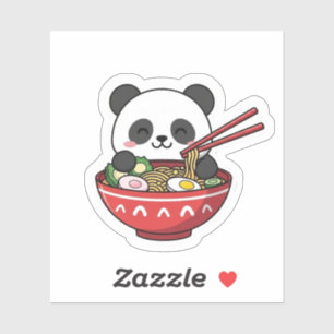 Schattige Kawaii Panda in Ramen Kom Noodle Sticker