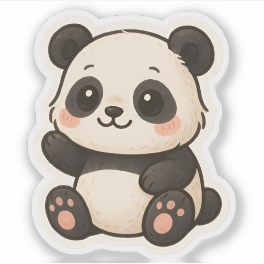 Schattige Kawaii Panda Sticker – Leuk beestje (Voorkant)